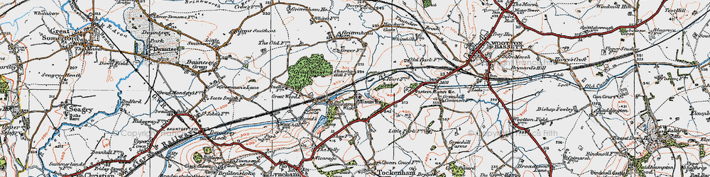 Old map of Grittenham in 1919