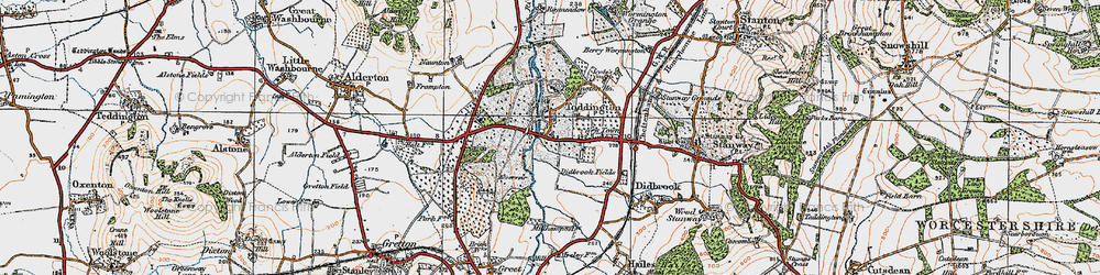 Old map of Toddington in 1919