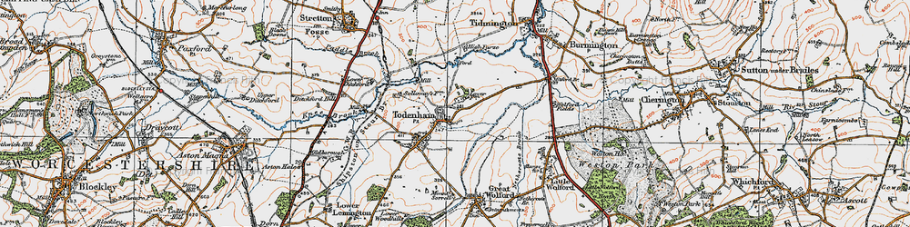 Old map of Todenham in 1919