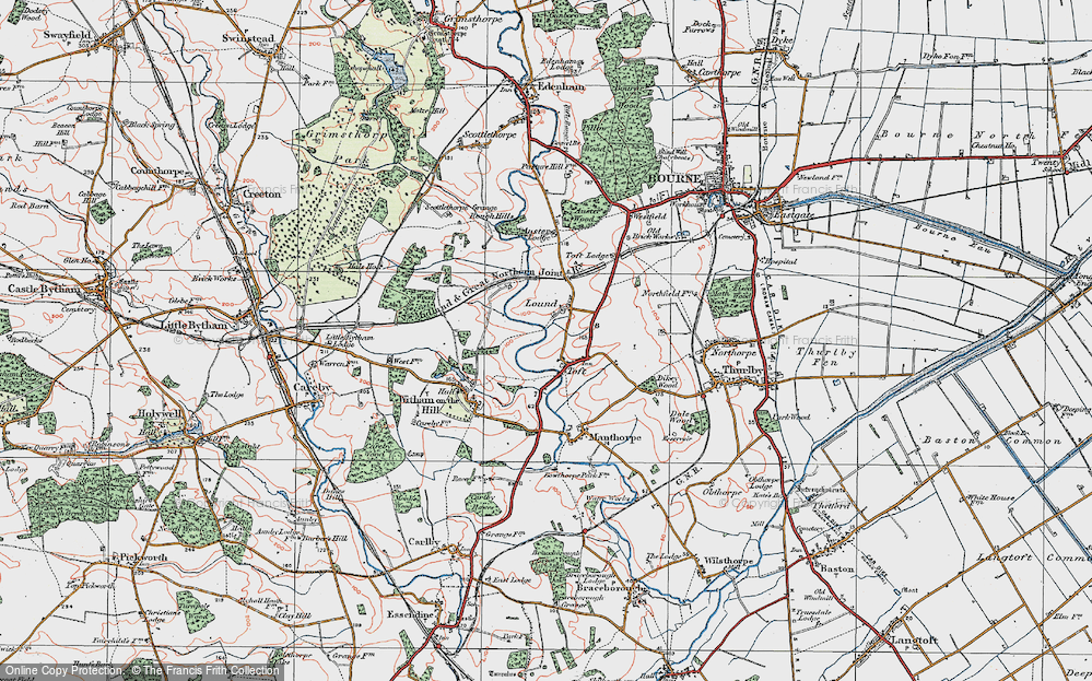 Old Map of Historic Map covering Lound in 1922