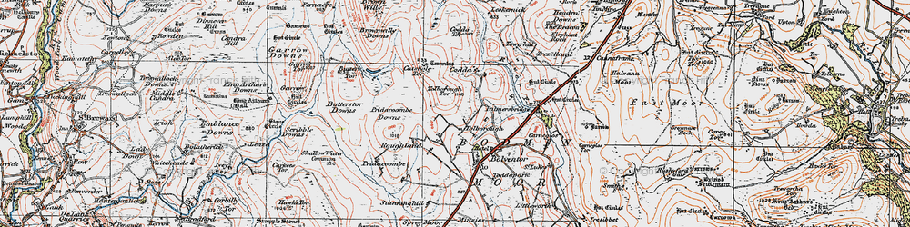 Old map of Brown Willy in 1919
