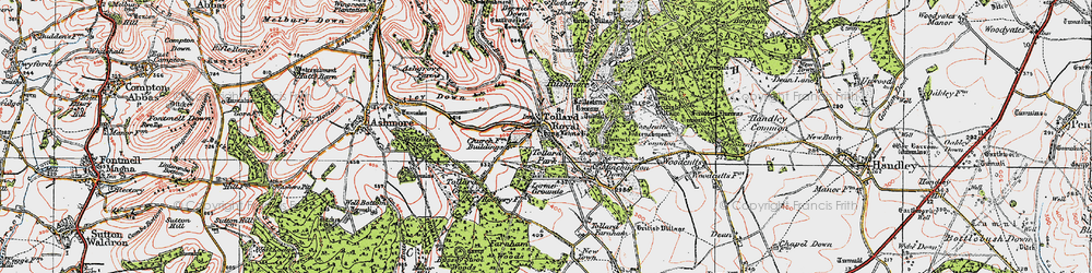 Old map of Tollard Royal in 1919