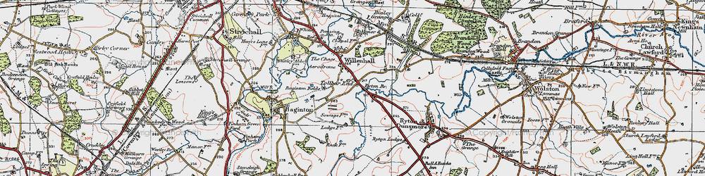 Old map of Tollbar End in 1920
