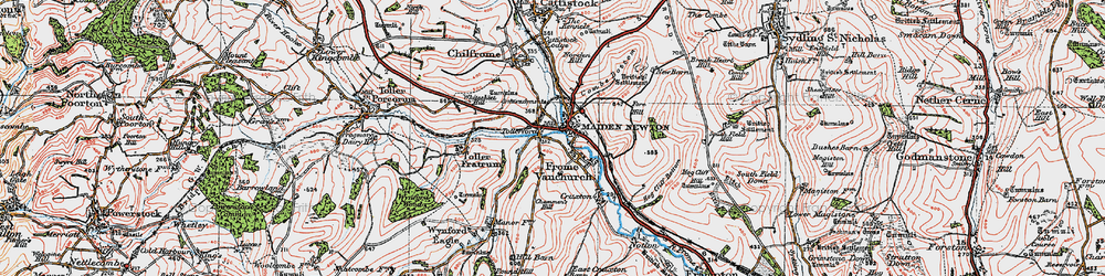 Old map of Frome Vauchurch in 1919