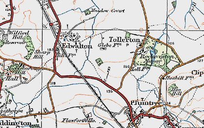 Old map of Tollerton in 1921