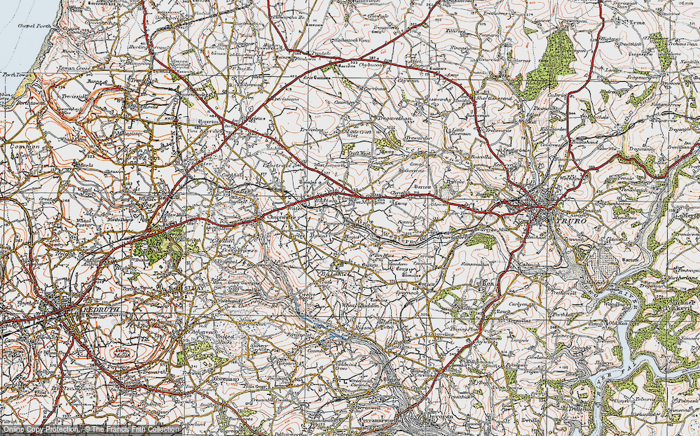 Old Map of Historic Map covering Langarth in 1919