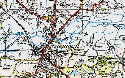 Old map of Tonbridge in 1920