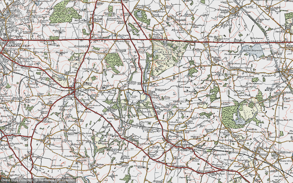 Old Map of Historic Map covering Tong Lodge in 1921