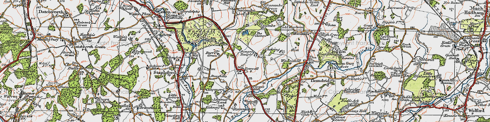 Old map of Tonwell in 1919
