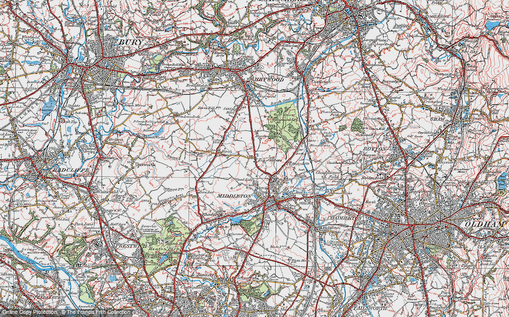Old Map of Top of Hebers, 1924 in 1924