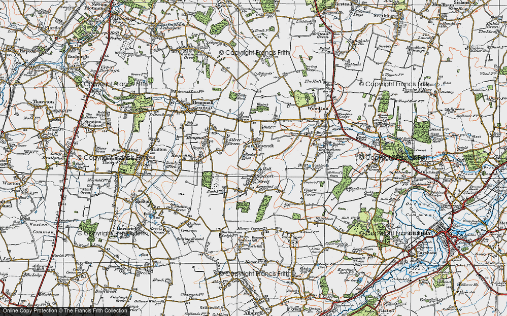 Old Map of Topcroft, 1921 in 1921