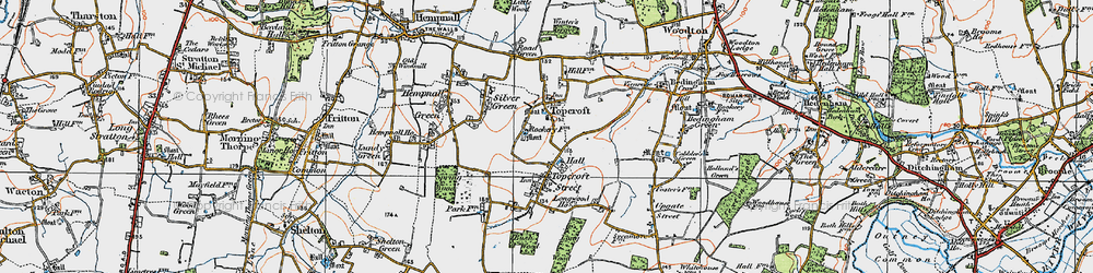 Old map of Topcroft in 1921
