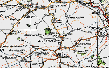 Old map of Toppesfield in 1921