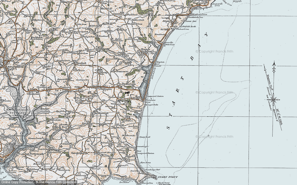 Old Map of Historic Map covering Limpet Rocks in 1919
