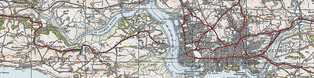 Old map of Torpoint in 1919