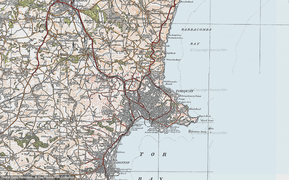 Old Map of Torquay, 1919 in 1919