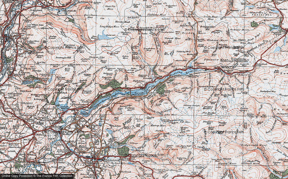 Old Map of Torside Reservoir, 1924 in 1924