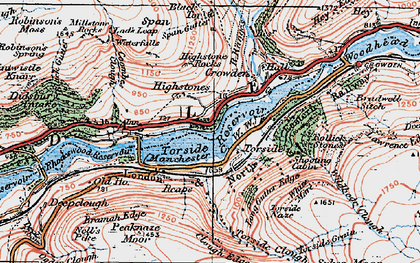 Old map of Torside Reservoir in 1924