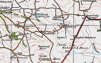 Old map of Tosberry in 1919