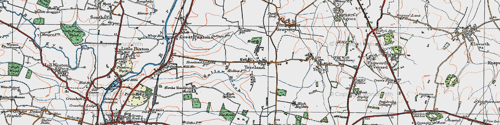 Old map of Toseland in 1919