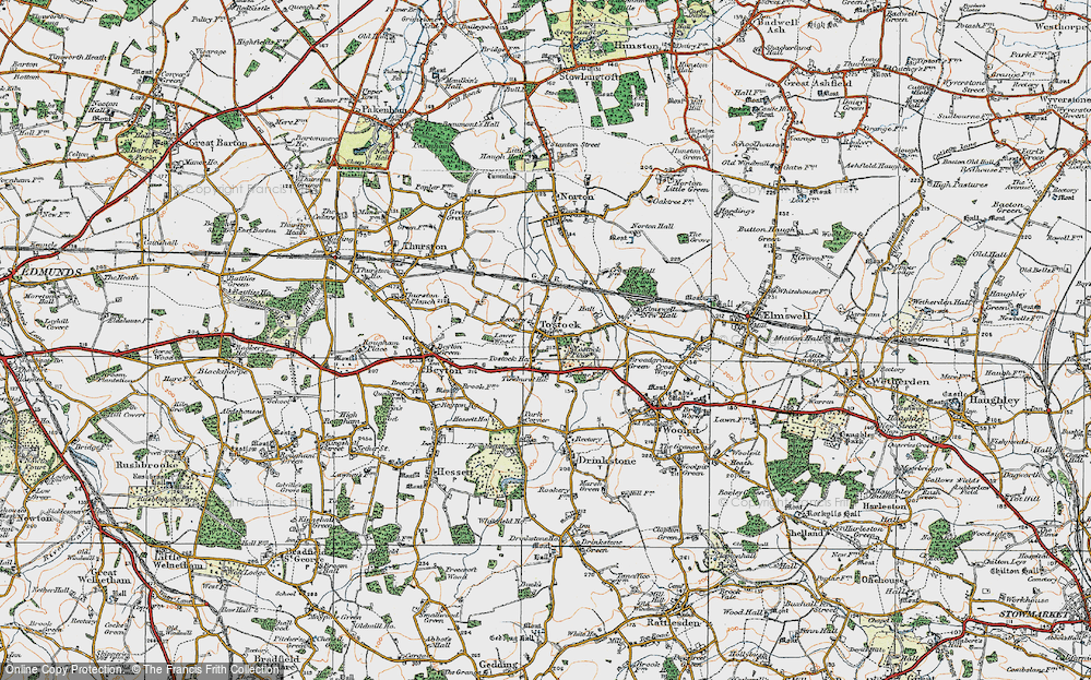 Old Map of Tostock, 1921 in 1921