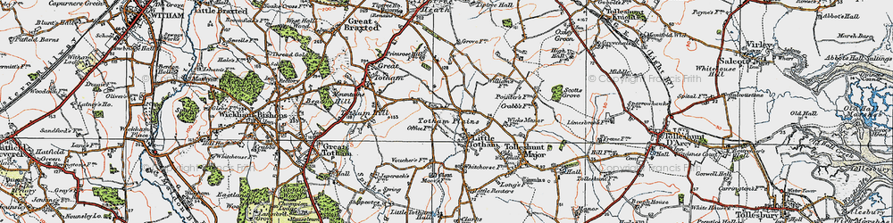 Old map of Totham Plains in 1921