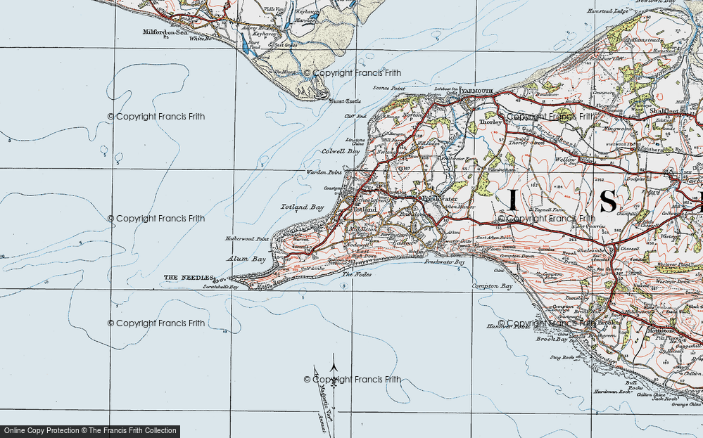 Old Map of Totland, 1919 in 1919