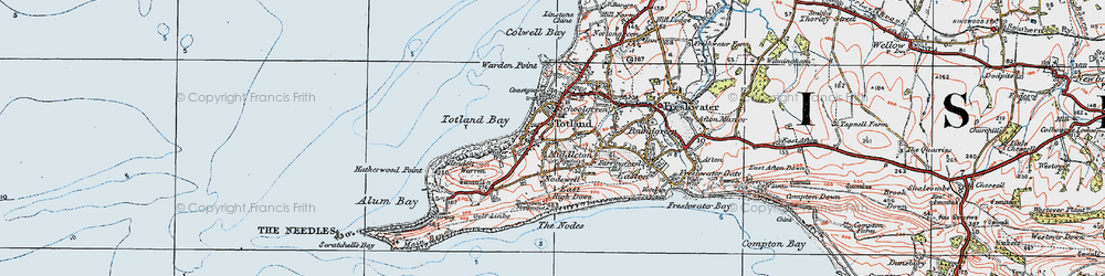 Old map of Totland in 1919