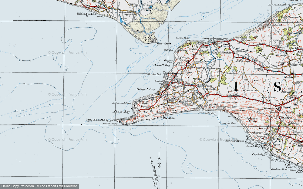 Old Map of Totland Bay, 1919 in 1919