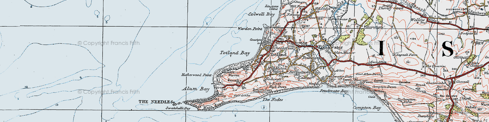 Old map of Totland Bay in 1919