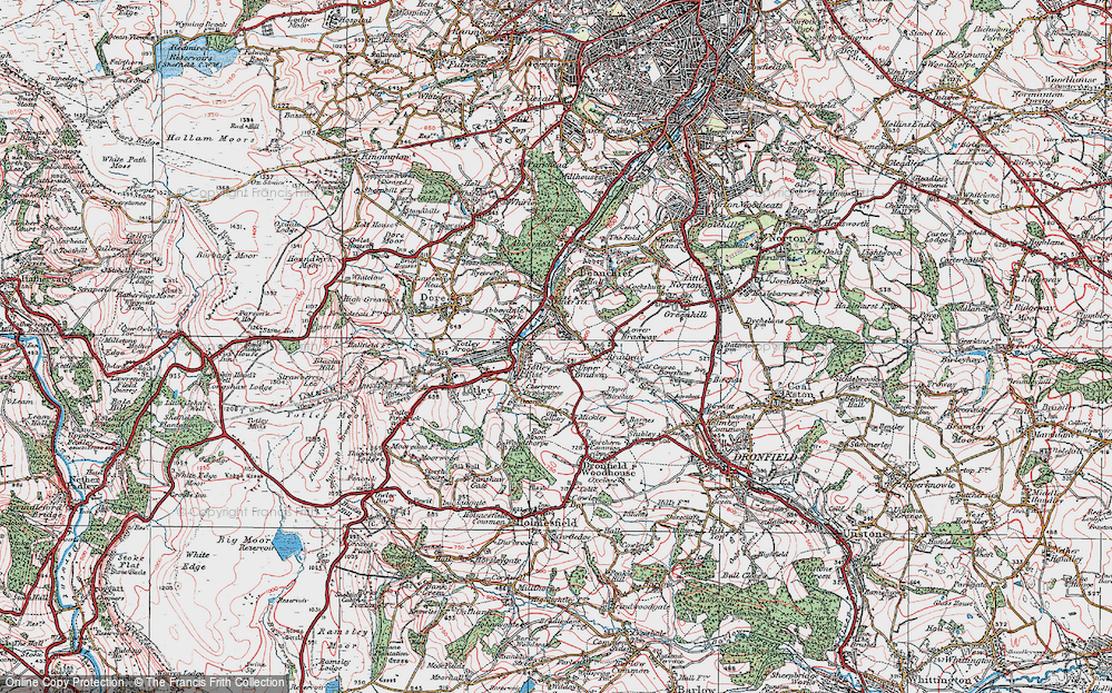 Old Map of Totley Rise, 1923 in 1923