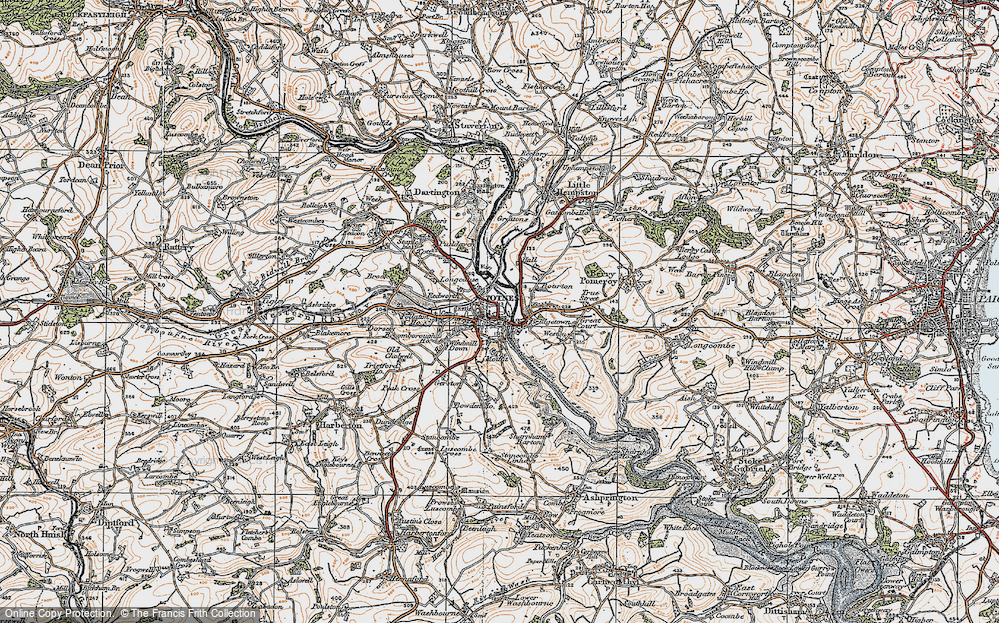 Old Map of Totnes, 1919 in 1919