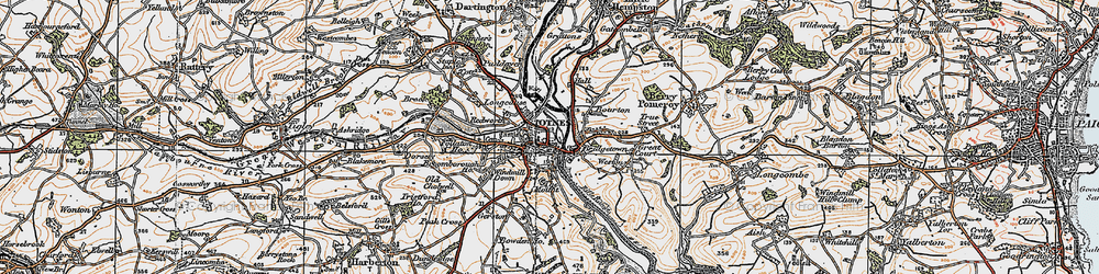 Old map of Totnes in 1919
