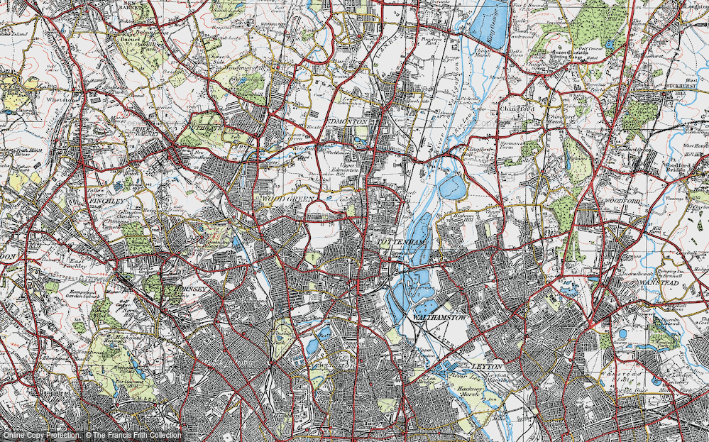 Old Map of Tottenham, 1920 in 1920