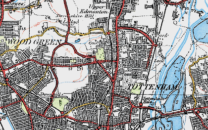 Old map of Tottenham in 1920