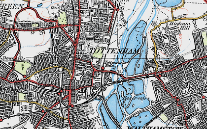 Old map of Tottenham Hale in 1920