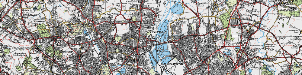 Old map of Tottenham Hale in 1920