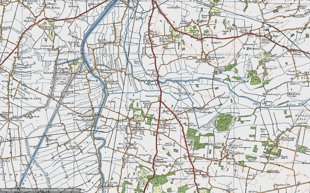 Old Map of Tottenhill Row, 1922 in 1922