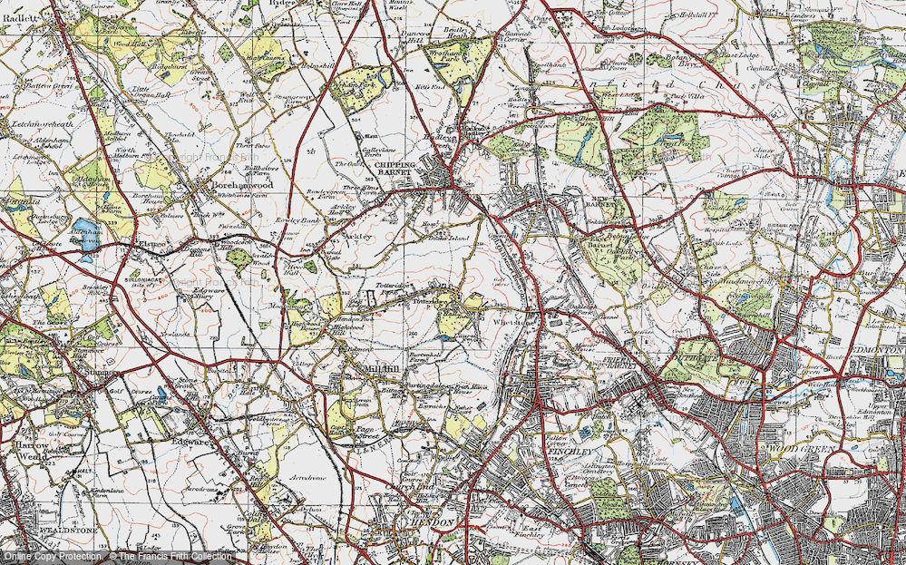 Old Map of Totteridge, 1920 in 1920
