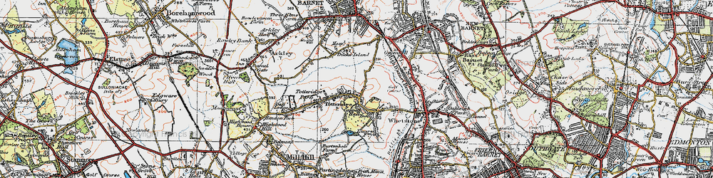Old map of Totteridge in 1920