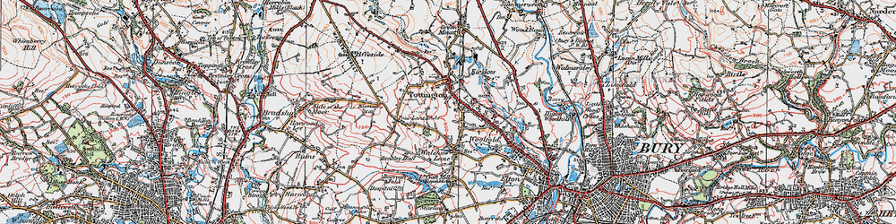 Old map of Tottington in 1924