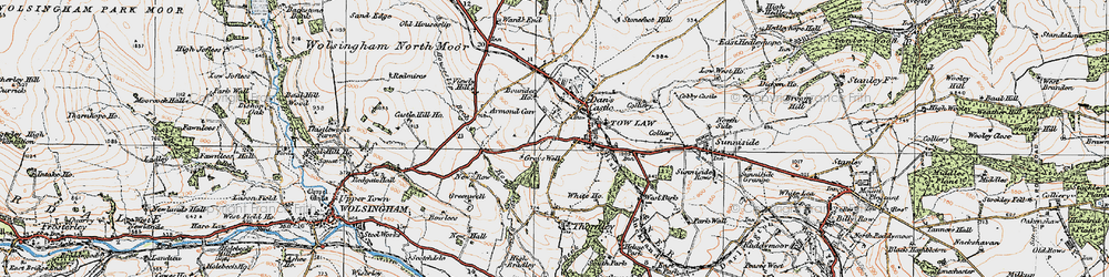 Old map of Tow Law in 1925