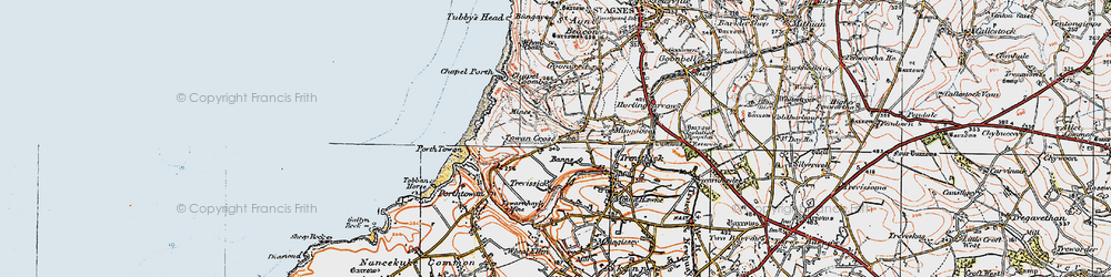 Old map of Towan Cross in 1919