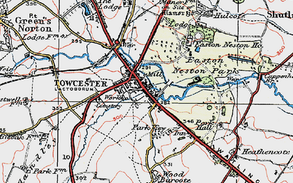 Old map of Towcester in 1919