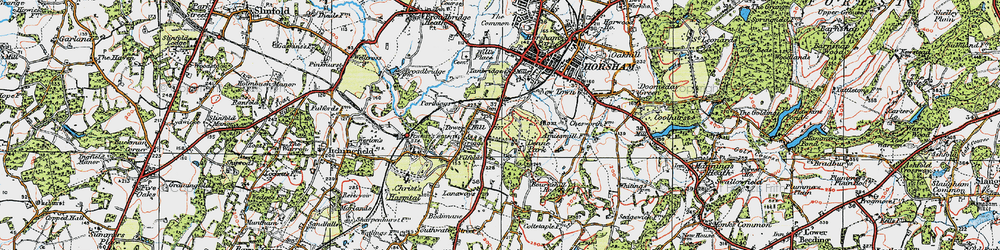 Old map of Bournehill Ho in 1920
