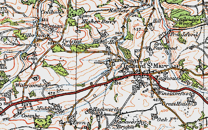 Old map of Town Barton in 1919
