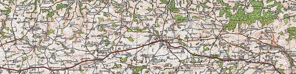 Old map of Town Barton in 1919