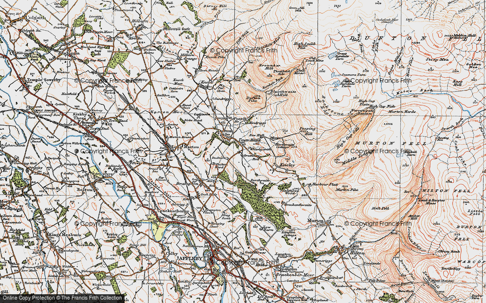 Old Map of Historic Map covering Bluethwaite Hill in 1925