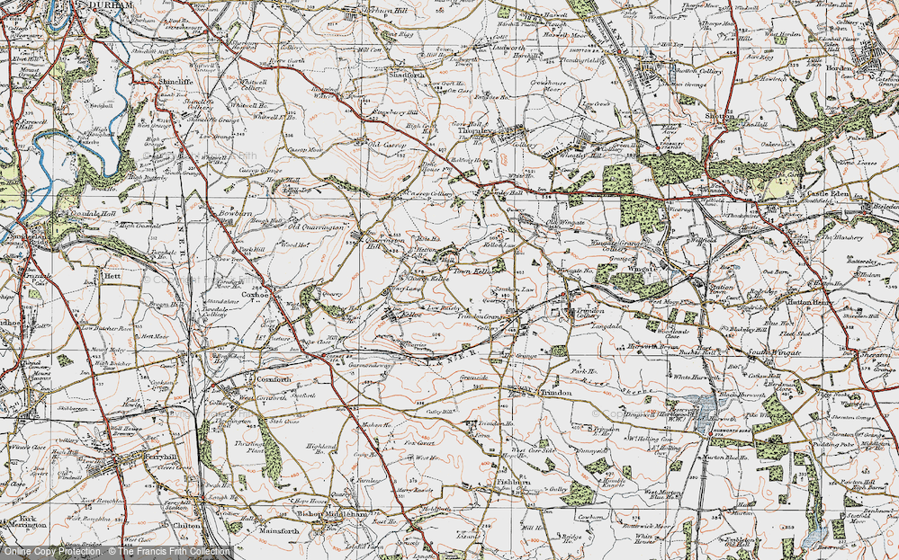 Old Map of Town Kelloe, 1925 in 1925