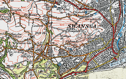 Old map of Townhill in 1923